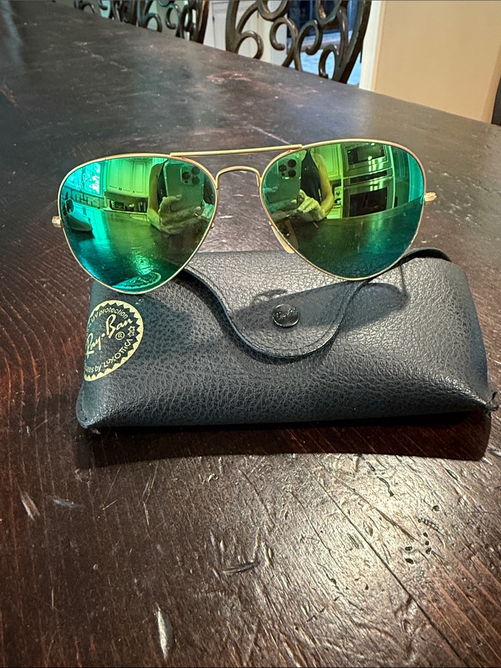 Ray-Ban Aviator Sunglasses - Green Mirrors with Gold Frame